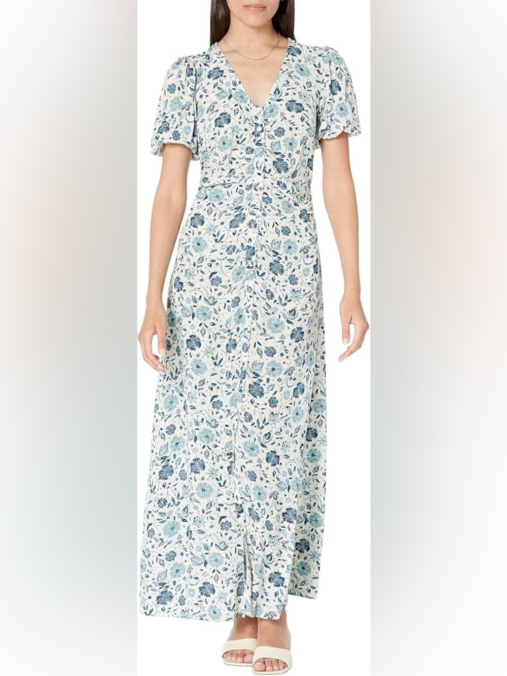 Faherty Sorrento Maxi Dress - blue and white floral